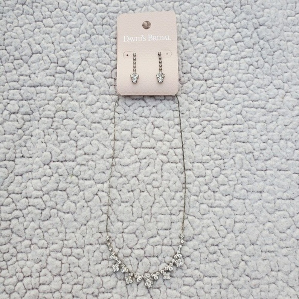 David's Bridal Silver Necklace and Earring Set